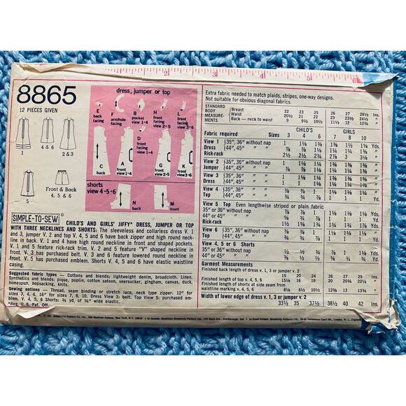 Simplicity 8865 kids top pants shorts dress - Picture 3 of 5